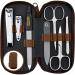 Marqus manicure set ladies and gentlemen Solingen made in germany 7 parts with patented glass files for hand and foot care - real leather etui handy and soft 7. brown