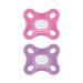 MAM Comfort Schnuller in a set of 2 particularly small and light baby pacifier for premature and newborns made of 100% silicone with soft MAM Skin soft part & pacifier box 0-3 months pink pink 0-3 months (2 pack)