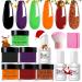 Dip Powder Nail Kit Starter 6 Colors Halloween Orange Black Fine Dipping Powder Essential Liquid Set with Base Top Coat Activator for French Nail Art Manicure No LED Nail Lamp Needed Dip-9pcs-02