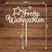 Merry Christmas Star Cake Topper - Wooden Cake Decoration for Christmas Celebrations - Buy Online on SooperMarket.com