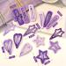 15 PCS Star Hair Clips - Non-Slip Metal Barrettes for Girls in Purple Geometric Pattern - Buy Online on SooperMarket.com