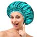 Mikimini satin hood for sleeping 2 pieces green + light blue silk hood for women with long curly hair turnable double-layer sleep-hair hood extra large stretchy sleeping hair caps (2 Pack) green/light blue