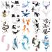 Glow in Dark Temporary Tattoo Stickers - Snake Panda Jellyfish Border Collie Dog Whale Goldfish Shark Feather Cat Deer (Pack of 15 Sheets) - Buy Online on SooperMarket.com