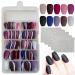 240pc Short Coffin Press on Nails Matte Ballerina False Nails Mixed Colored Acrylic Fake Nail Tips Full Cover 10 Sizes with Case for Kids/Women/Girls. Trendy Color