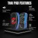 Flexzion Blue Curved Muay Thai Kick Pad for MMA, Karate, Taekwondo - Adjustable Forearm Strap - Buy Online on SooperMarket.com