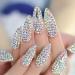 3D Rhinestone Full Cover Super Long Stiletto Fake Nails Set for Wedding Party - Luxury Manicure Nail Art Tips - Buy Online on SooperMarket.com