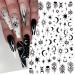 Black Skull Goth Nail Art Stickers - 3D Horror Butterfly Flame Moon Stars Rose Decals - Manicure Decoration Supplies - Buy Online on SooperMarket.com