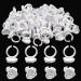 200 PCS Disposable Extension Glue Ring Lash Tattoo Nail Art Pigment Cup Heart Shape Plastic Glue Ring Holders Palette Container for Eyelash Extension Makeup Supplies White