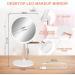 LED Vanity Makeup Mirror with Bluetooth & Smart Touch | 3 Color Dimmable & USB Rechargeable | 45 Rotatable Design (White) - Ideal for Makeup Desk - Buy Online on SooperMarket.com