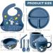 Soft Silicone Baby Feeding Set with Adjustable Bib, Suction Bowl, Plate, Straw Cup, and Utensils - Baby Led Weaning Supplies with Cute Patterns | Space & Dinosaur Design - Buy Online on SooperMarket.com