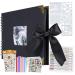 OLAI Scrapbook Photo Album  DIY Craft Paper Photo Book 80 Pages  DIY Handmade Album Scrapbook Set  Records Anniversary  Wedding  Graduation  Travelling  Contains Metal Pen- Black Deep Black