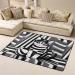 Black and White Striped Kitten Flannel Non-Slip Floor Mat - 63x48 Inches Comfortable & Lint-Free Perfect for Home & Office - Shop Internationally - Buy Online on SooperMarket.com