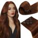Laavoo clip in extensions real hair 45cm 7pcs Auburn brown clip in hair recovery real hair of course hair red-brown clip in real hair extensions 10 inch 45cm-105g 4.3#33