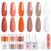 Lavender Violets 12 Pcs Dip Powder Nail Kit Skin Nude White Red Shimmer Orange Colours Dipping Powder Liquid Set with 2in1 Base & Top Coat Activator for French Nail Art Manicure M212 Nude Red