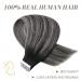 Autumn Deal: LAAVOO 16 Real Hair Tape Extensions - Black Ombre Silver Seamless Skin Weft (50g/20pcs) - Buy Online on SooperMarket.com