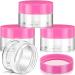 Patelai 4 Pieces Round Clear Wide-mouth Leak Proof Plastic Container Jars with Lids for Travel Storage Makeup Beauty Products Face Creams Oils Salves Ointments DIY Making or Others (Pink 1 Ounce)