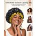 Mikimini Black Shower Hoods for Women Men & Girls - 2 Pack Waterproof Reusable Double-Fold Shower Hats with Soft PEVA Lining - Comfortable Medium Size Black & Yellow - Buy Online on SooperMarket.com