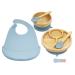 ShipShape Bamboo Baby Weaning Set | Suction Plates & Bowls | 2 Spoons & Silicone Bib | Baby Feeding Set with Free eBook | Bamboo Plates | Baby Plates with Suction | Toddler Plates and Bowls Sets Dusty Blue
