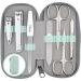 Marqus manicure set ladies and gentlemen solingen made in germany 7 parts with patented glass files for hand and foot care - real leather etui handy and soft 4.mint
