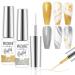 MIZHSE Gel Liner Nail Art Polish Set Glitter Gold and Silver Gel Painting For Nails Art Swirl Nails Design Dotting Painting French Manicure Kit 7Ml Glitter Silver&gold 7 ml (Pack of 2)