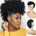 Afro Puff Mohawk Ponytail Jerry Curly Non Drawstring Ponytail Clip in Synthetic Fauxhawks Afro Puff Bun with Bangs Short Afro Kinky Curly Hair Bun Warp Hair Extensions with 6 BB Clips Mohawk 4x11 1B Black