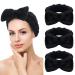 SINLAND Bow Hair Bands Spa Headband for Washing Face Makeup Headband For Women Black 3Pack