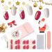 EBANKU Christmas Semi Cured Gel Nail Strips Glitter Gel Nail Polish Strips Long Lasting Waterproof Full Nail Wraps Stickers with Stick Nail File Wipes & Sealing(UV/LED Lamp Required) (SDTRK14)