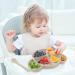 Silicone Baby Suction Plate with Lid, Spoon & Divided Sections - BPA Free & Dishwasher Safe - Toddler Self Feeding Dinnerware Set in White - Buy Online on SooperMarket.com