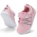 JOINFREE Baby Sneakers Toddler Shoes Soft Anti-Slip Sole Newborn First Walkers Infant Toddler Breathable Athletic Running Shoes 0-6 Months Pink