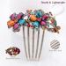 2Pcs Women Rhinestone Flower Hair Comb Clips for Wedding Prom - Blue + Colorful - Buy Online on SooperMarket.com