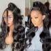 30 HD Transparent Lace Front Wig - Brazilian Body Wave for Black Women | 180% Density, Pre-Plucked, Natural Black Hair - Buy Online on SooperMarket.com