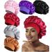 6PCS Satin Bonnets for Black Women, Large Braids Bonnet Wide Band Hair Bonnets, A #6pcs-a