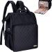 HOMEST Knitting Bag Backpack Crochet Storage Organizer Large Yarn Holder with Custom Front Pocket for Crochet Accessories and Supplies Black
