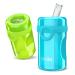 Smilo Sippy Cup 2 Pack for Toddlers (1+ years) with Spill Proof & Fold-Away Silicone Spout - 8.5 oz Capacity - BPA-Free Toddler Cups Made in the USA - Aqua & Green Blue & Green - 2 Pack