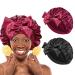 2 PCS Silk Bonnets for Sleeping Satin Hair Wrap Bonnet for Black Women Girls Silk Sleeping Night Shower Cap Reversible Bonnet with Tie Band Ajustable Sleep Cap for Long Curly Hair(Black & Wine Red) Multicolor
