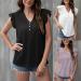 Chiffon Cold Shoulder Shirt Women's Pleated Dolman Sleeve V-Neck Blouse - Black, Medium - Buy Online on SooperMarket.com