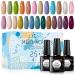 MEET ACROSS Gel Nail Polish Kit, 25 Pcs Popular Color Gel Polish Set with No Wipe Base and Matte Glossy Top Coat Soak Off Nail Lamp for Nail Art Salon Starter Manicure Kit 25+3-P001