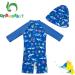 UPF 50+ Baby Boy Swimwear Set with Sun Hat | Blue Shark Design | 9-12 Months - Buy Online on SooperMarket.com
