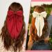 DHWEKU 3 Pieces Hair Clips with Big Bow Soft Silky Satin Hair Clip Long Tail French Ribbon Hairpins 90s Bowknot Clip for Party Christmas Women Girls - Buy Online on SooperMarket.com