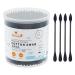 HOMEFOX Black Cotton Swabs Precision Pointed - 200 Count Organic Pointy Pointed Cotton Buds Double Side Tightly Wrapped Charcoal Cotton Tip Paper Stick Soft Gentle Cruelty-Free Pointy & Round (Black) 200 Count Black