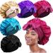 Heniho 5pcs Satin Bonnets for Black Women  Large Bonnet with Tie Band  Jumbo Braids Bonnet  A 5pcs A- Solid