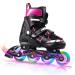 WeSkate Adjustable Inline Skates, Christmas Kids Gift with Kids Light Up Inline Skates for Children Toddlers Black&Red Medium(2-5)