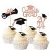 Rsstarxi 36 Pack 2024 Graduation Cupcake Toppers 2024 Graduation Party Decorations Glitter Class of 2024 Congrats Grad Diploma Cap Cupcake Picks for 2024 Graduation Party Cake Decorations Rose Gold