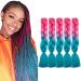 Tess Braids Extensions Blue 60 cm 5 Pack Jumbo Braids Kanecalon Kunsthaar For single-laid Box Braids Hair extension Braid 100g/bundle Ombre Hair Braids Extension (5 pieces/blue) 60 cm (5 pieces) pink/blue