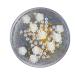 Heart Nail Rhinestones Nail Ornament White Auroras Transparent Illusions Three Dimensionals Resin Rose Ornament Short Clear Press on Nails 1 count (Pack of 1) GD1