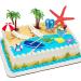 Beach Chair Umbrella Cake Decoration, 15Pieces Summer Ocean Cake Toppers, Tropical Hawaiian Aloha Luau Theme Party Decorations Supplies for Pool Party Birthday Wedding Baby Shower
