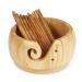 UNAYMIDY Yarn Bowl Holder, Wooden Knitting Bowl with 12pcs Crochet Hooks, Large Yarn Holder Dispenser for Crocheting (large 6.7") brown 17cm