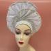 QliHut Luxury Nigerian Aso Oke Headtie - Ready-Made African Headwrap for Women | White Fabric Headband for Party and Events - Buy Online on SooperMarket.com