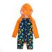 BONVERANO Baby Boys Swimsuit Toddler Bathing Suit Zip-up Full-Zip Hoodie One Piece Swimwear with UPF 50+ Sun Protection 12-18 Months Colorful Shark