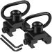 LONSEL 360 Rotation Picatinny Sling Swivel Mounts, 2 Point and Traditional Sling Picatinny Rail Mount with 1.25" Push Button QD Sling Swivels - Black (2 Pack)